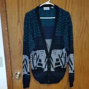Vintage 80s Sweater Graphix Geometric Patterned Button Up Cardigan